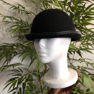 Vintage England Black Fur Felt Derby Bowler Hat Cap London Equestrian Unisex